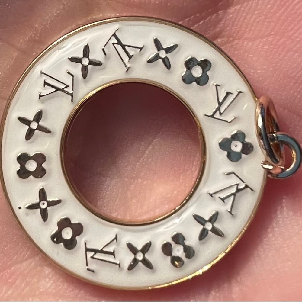 Louis Vuitton White and Gold Circular Charm